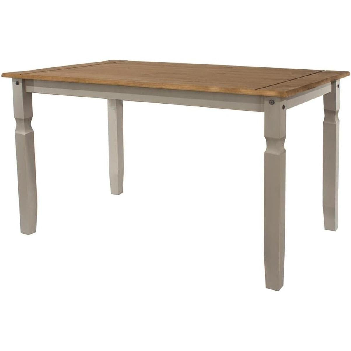 Gray Wash Solid Pine Dining Table 59 Inch Wide For Kitchen