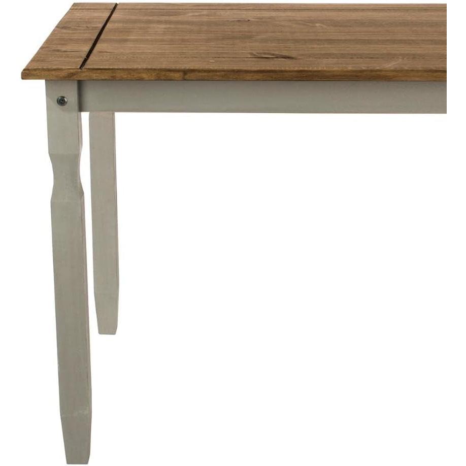 Gray Wash Solid Pine Dining Table 59 Inch Wide For Kitchen