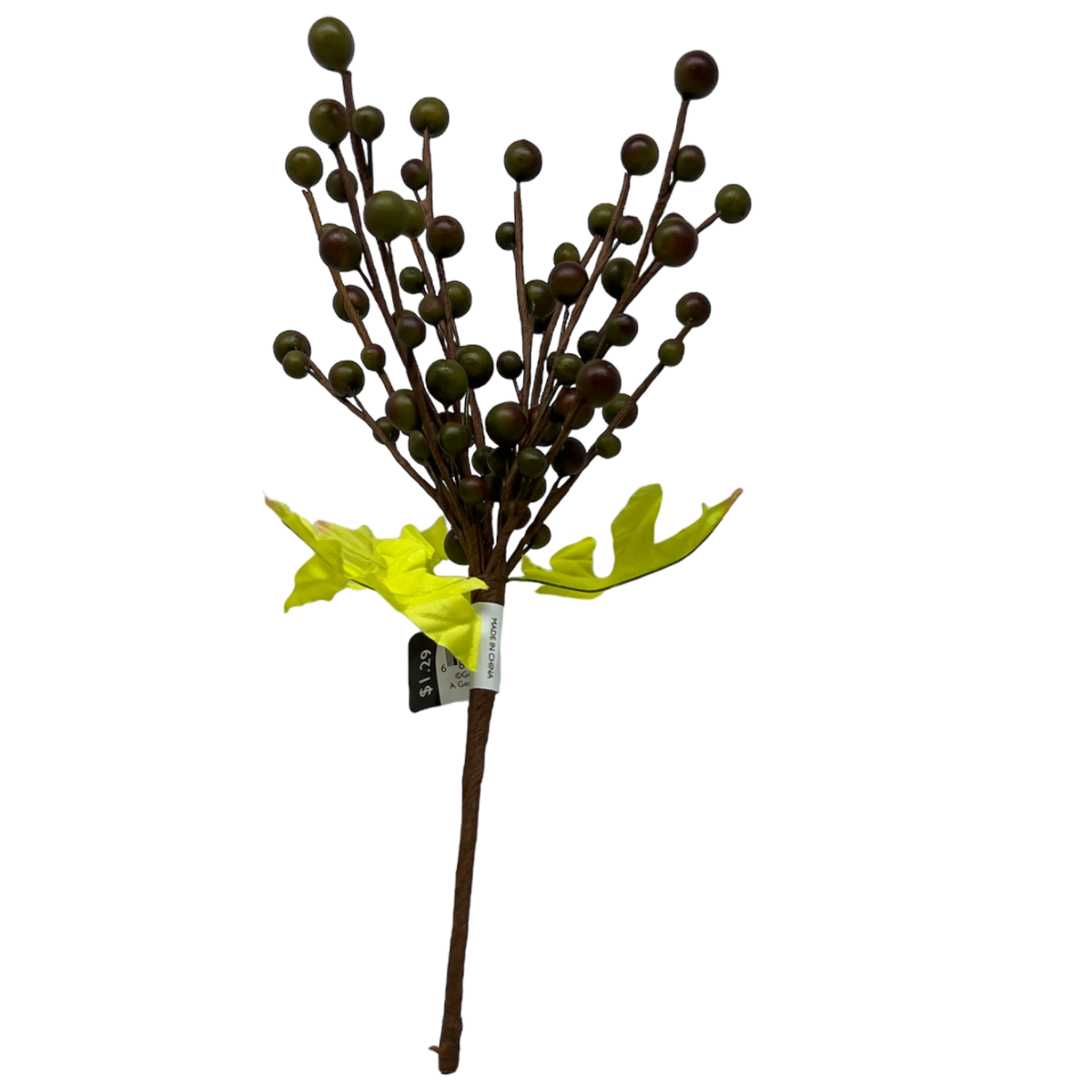 Green Berry Spray With Autumn Leaves 10 Inch