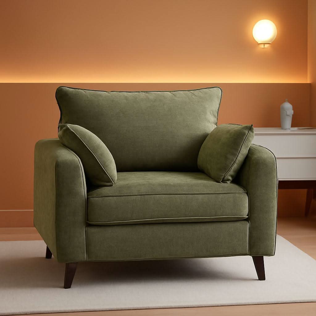 Green Chenille Oversized Accent Chair With Deep Storage