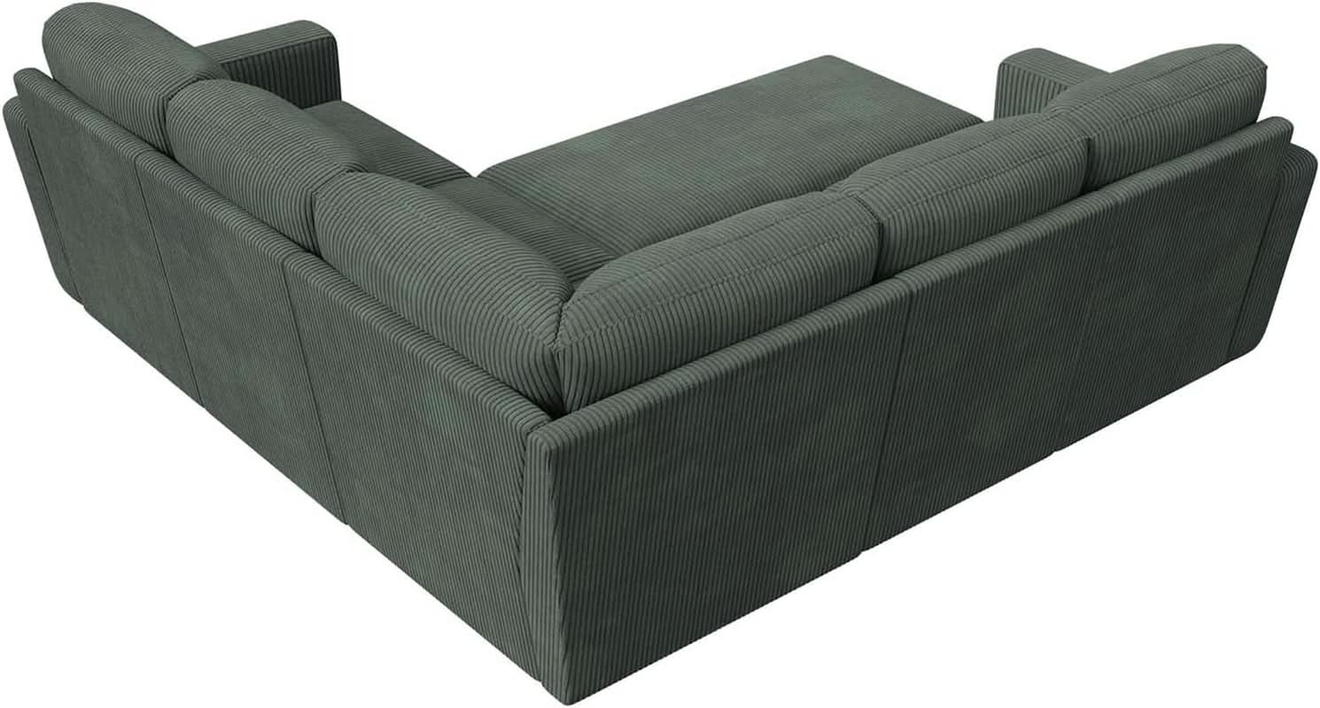 Green Corduroy Sectional Sleeper Sofa With Storage