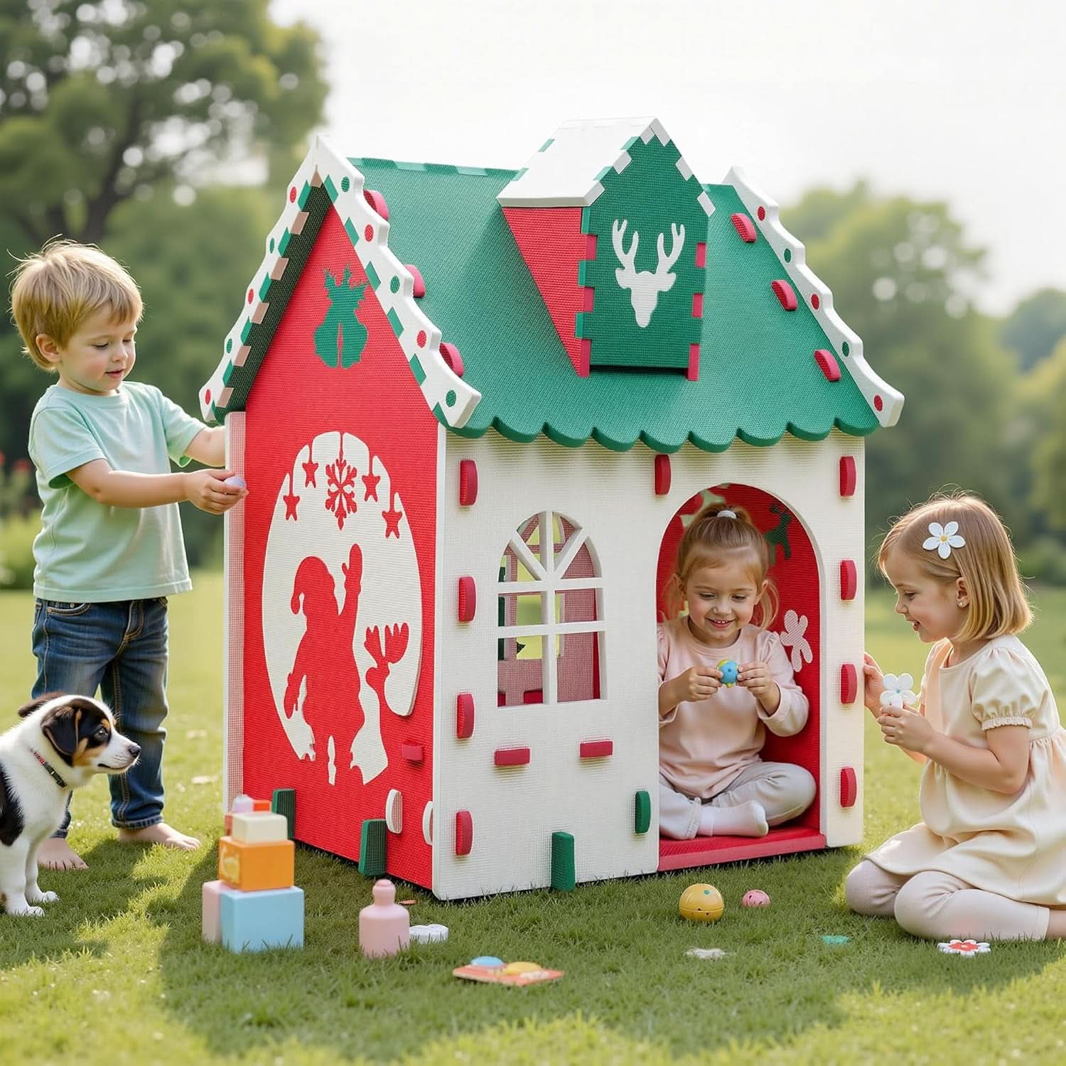 Green EVA Foam Kids Playhouse Foldable Indoor Outdoor