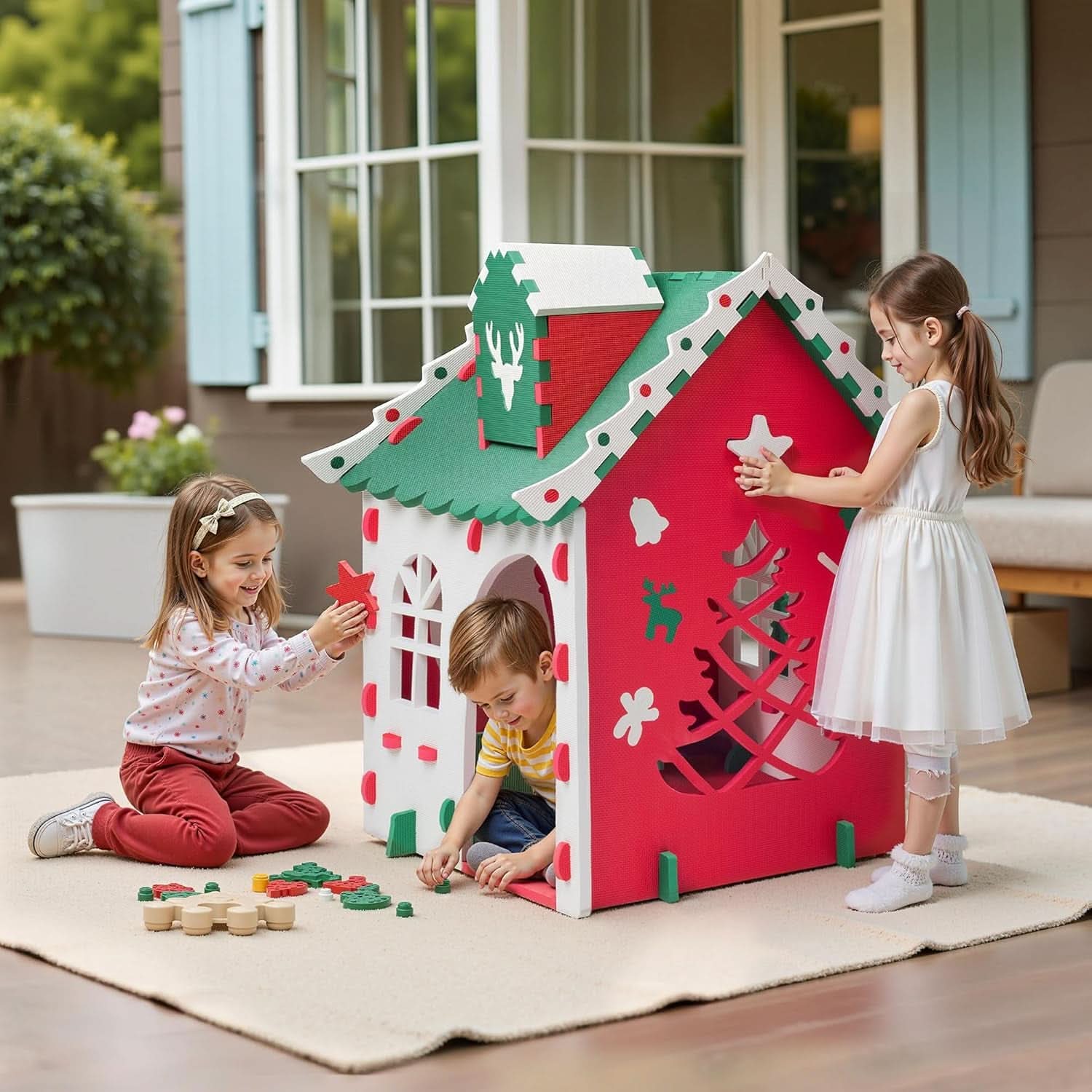 Green EVA Foam Kids Playhouse Foldable Indoor Outdoor