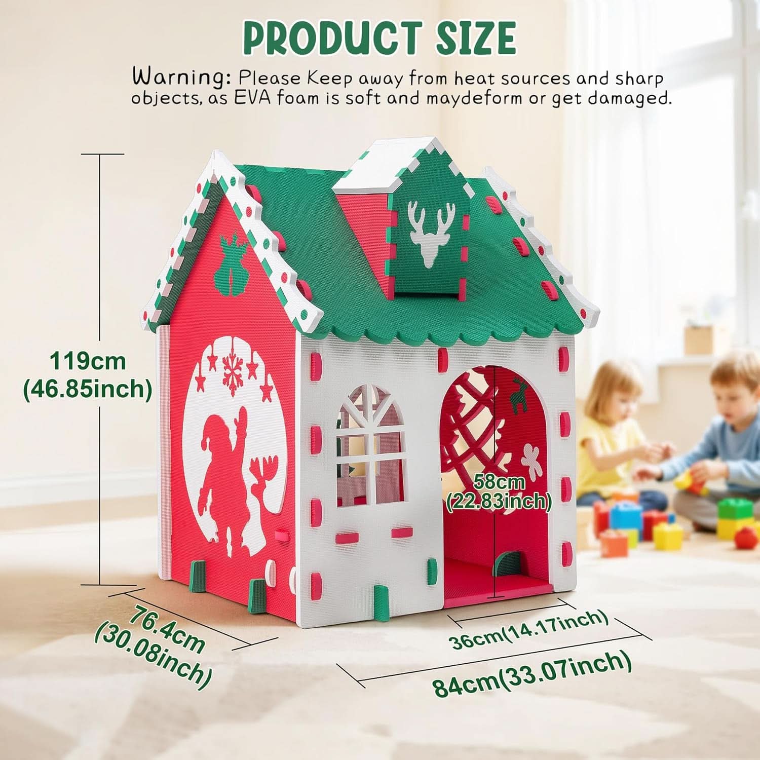 Green EVA Foam Kids Playhouse Foldable Indoor Outdoor