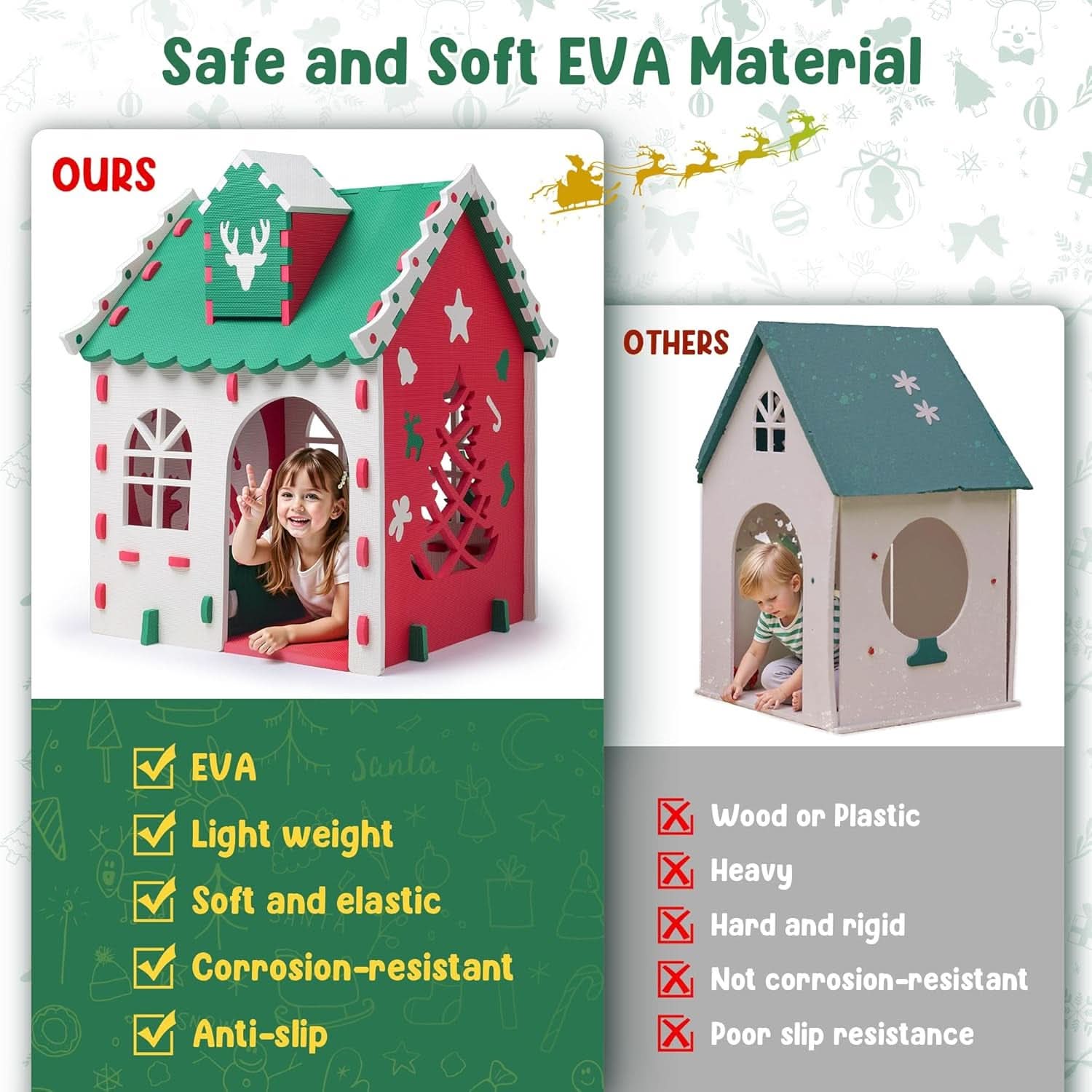Green EVA Foam Kids Playhouse Foldable Indoor Outdoor