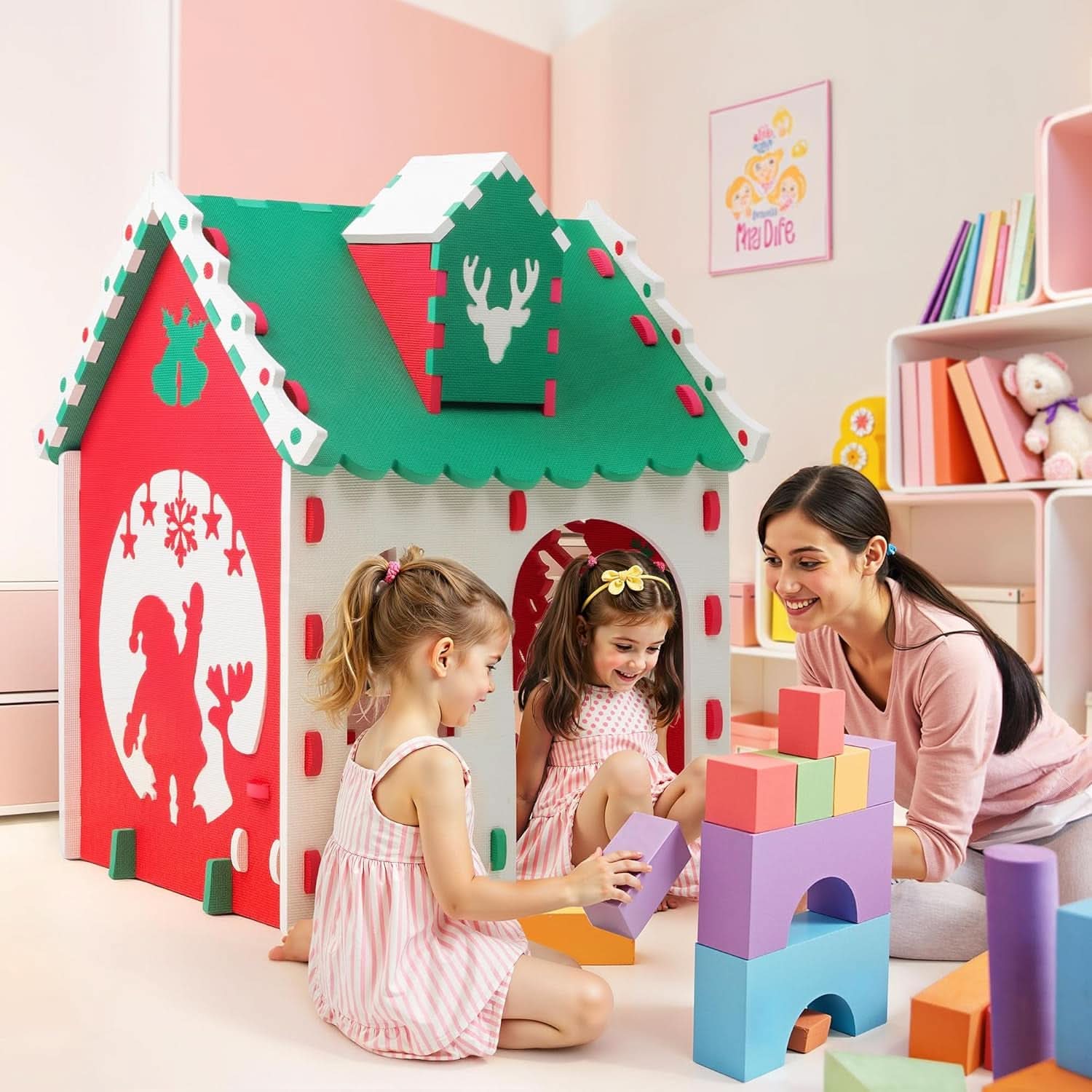 Green EVA Foam Kids Playhouse Foldable Indoor Outdoor