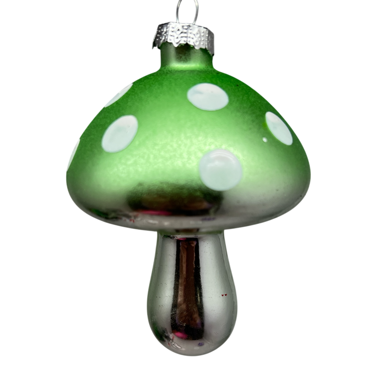 Green Glow-In-The-Dark Glass Mushroom Ornament