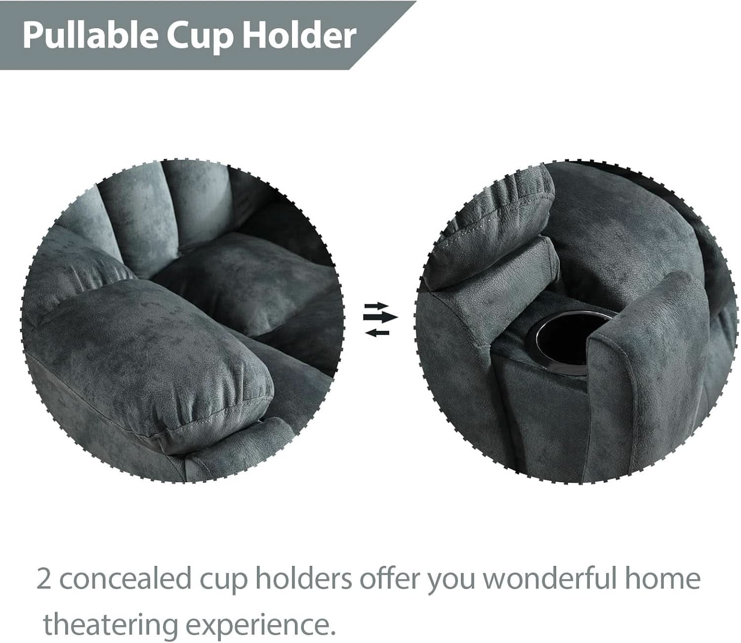 Green Grey Two Piece Reclining Sofa Set With Massage