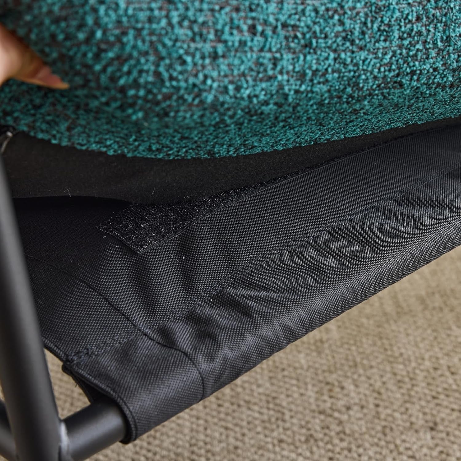 Green Linen Accent Armchair With Metal Frame Mid Century