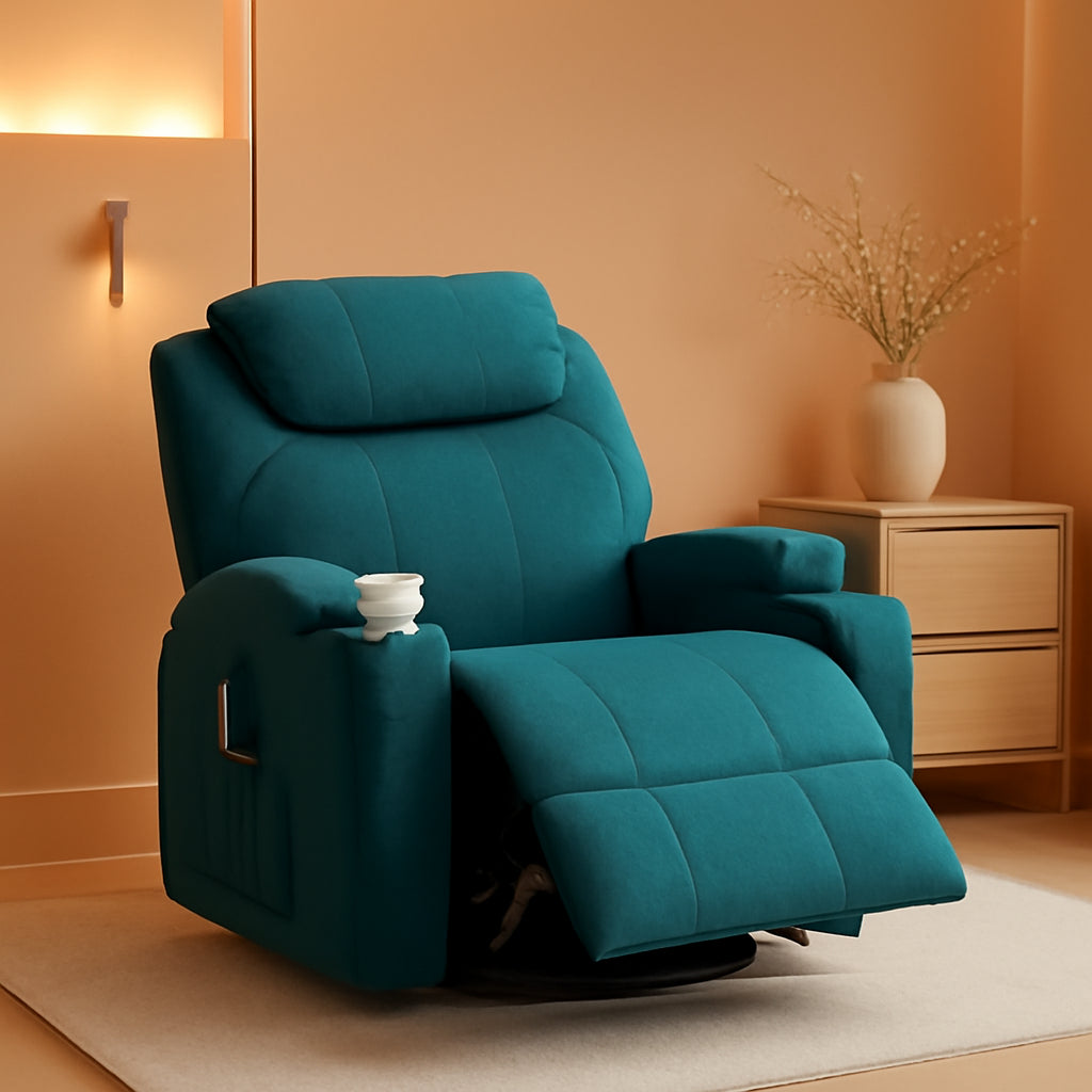 Green Massage Rocking Recliner Chair With Swivel And Heat
