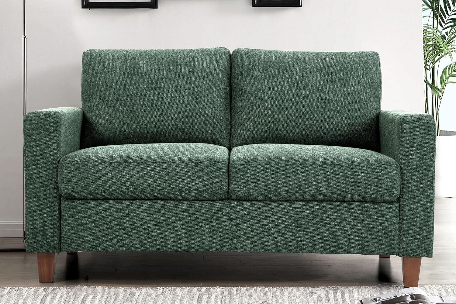Green Mid Century Modern Couch and Loveseat Set for Small Spaces