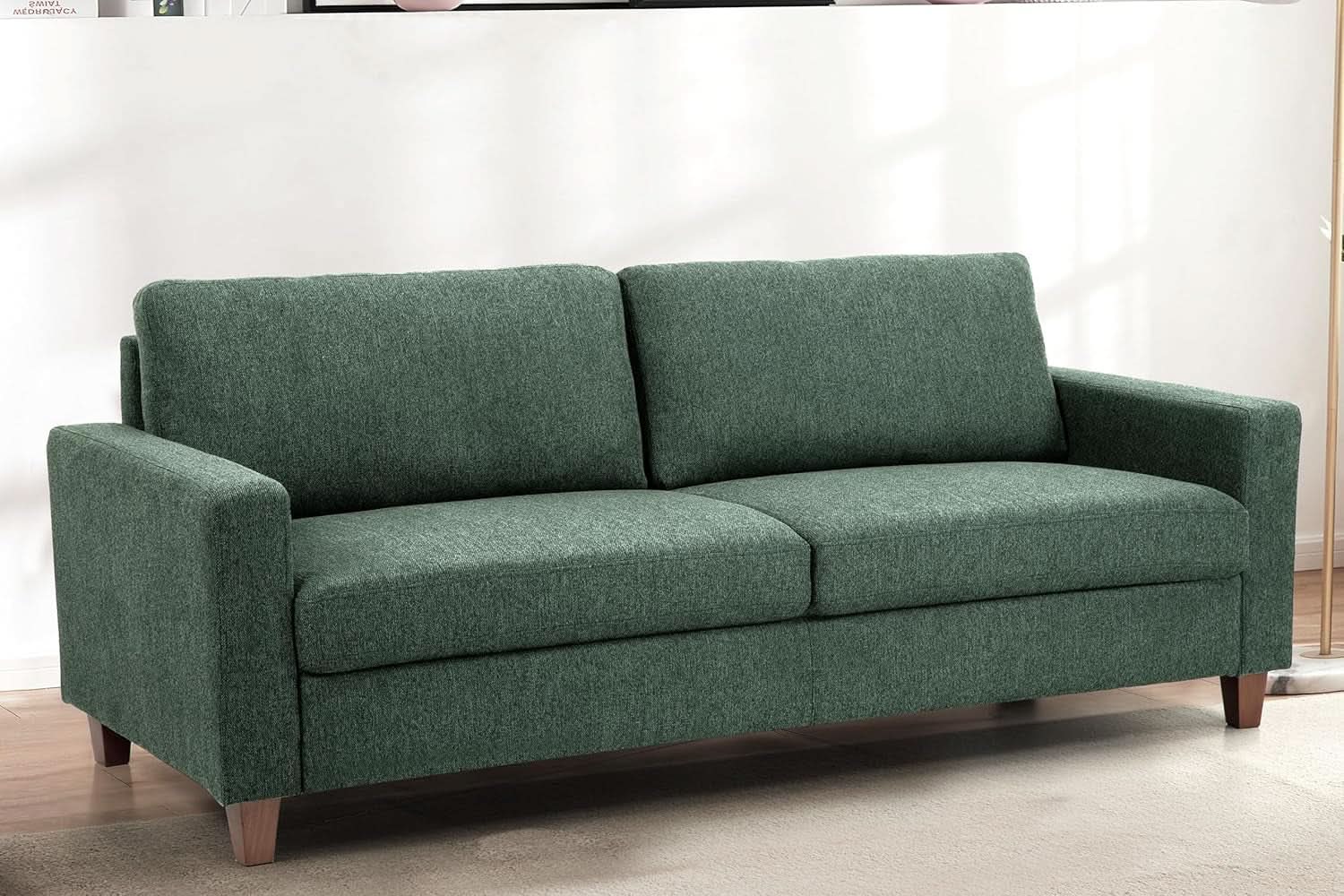 Green Mid Century Modern Couch and Loveseat Set for Small Spaces