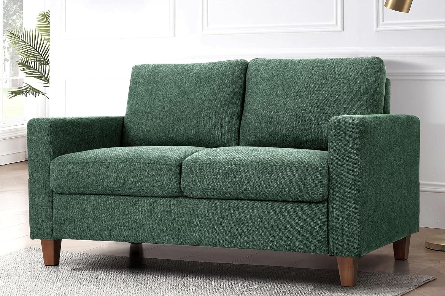 Green Mid Century Modern Couch and Loveseat Set for Small Spaces