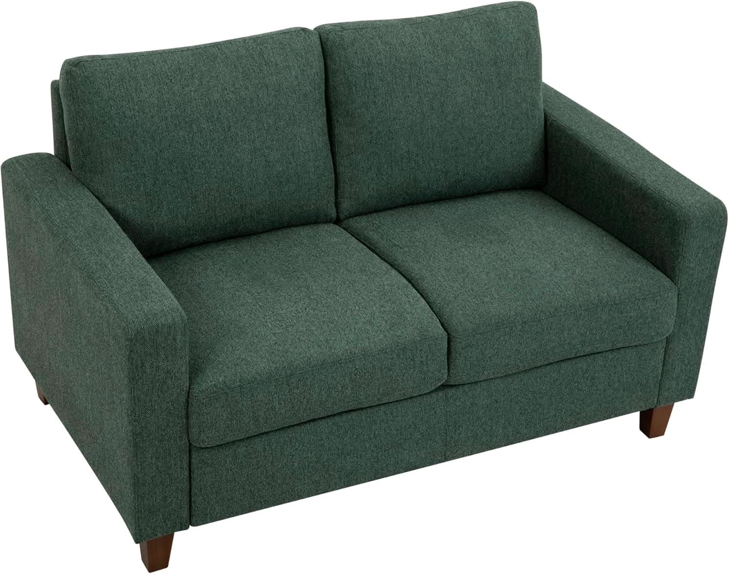 Green Mid Century Modern Couch and Loveseat Set for Small Spaces