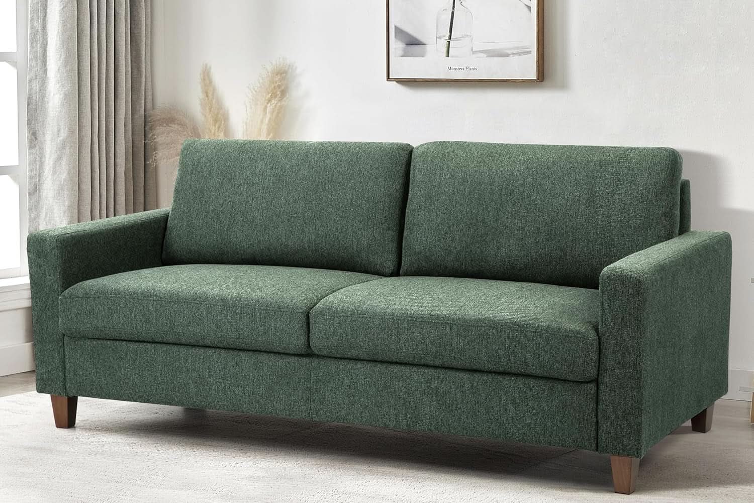 Green Mid Century Modern Couch and Loveseat Set for Small Spaces