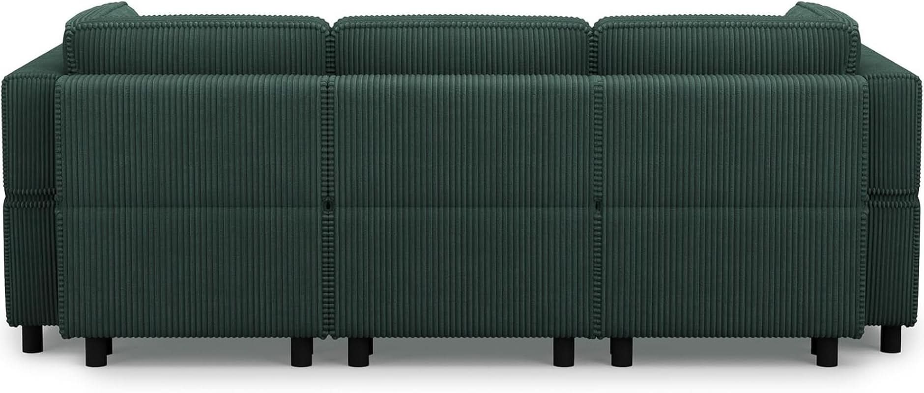 Green Modular Sectional Sofa Featuring Deep Storage
