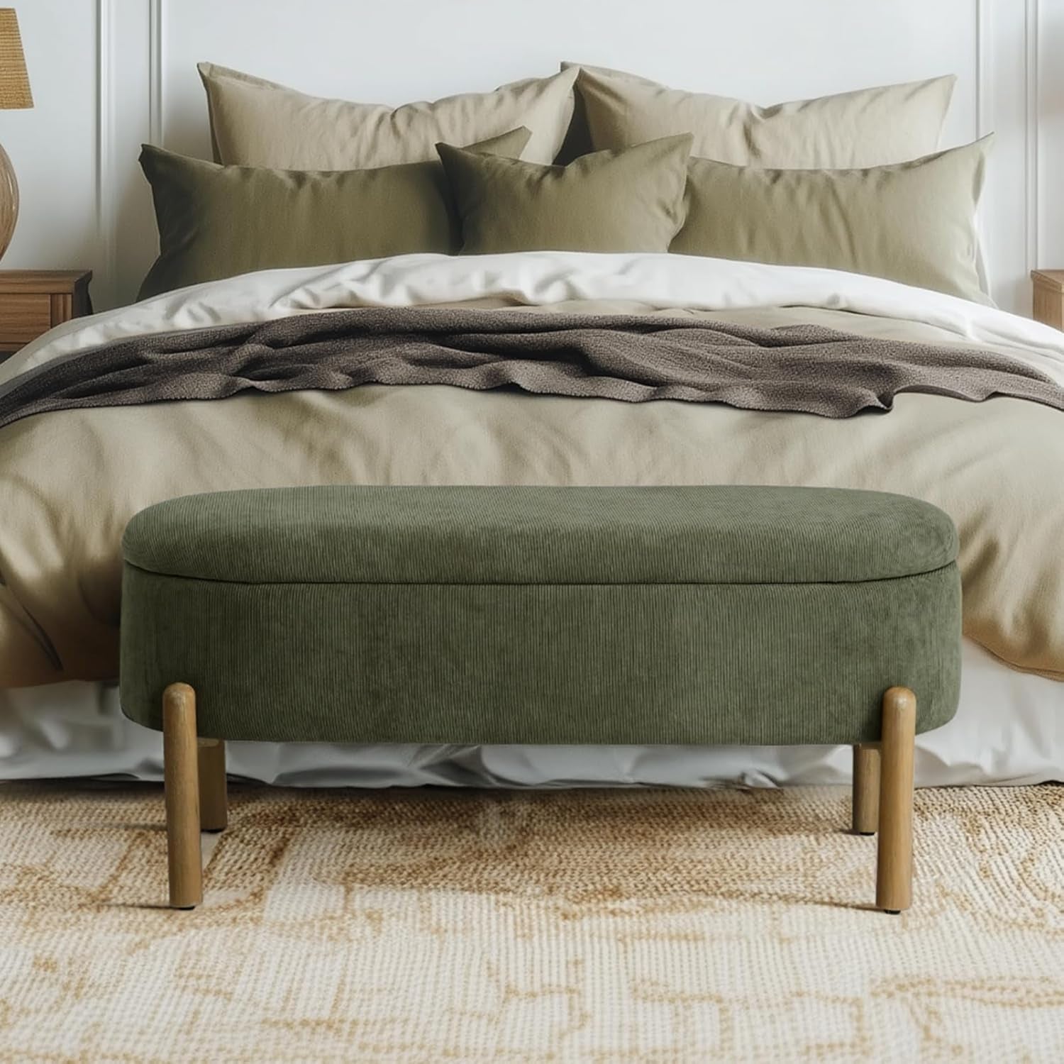 Green Oversized Storage Solution Bench Ottoman Bedroom