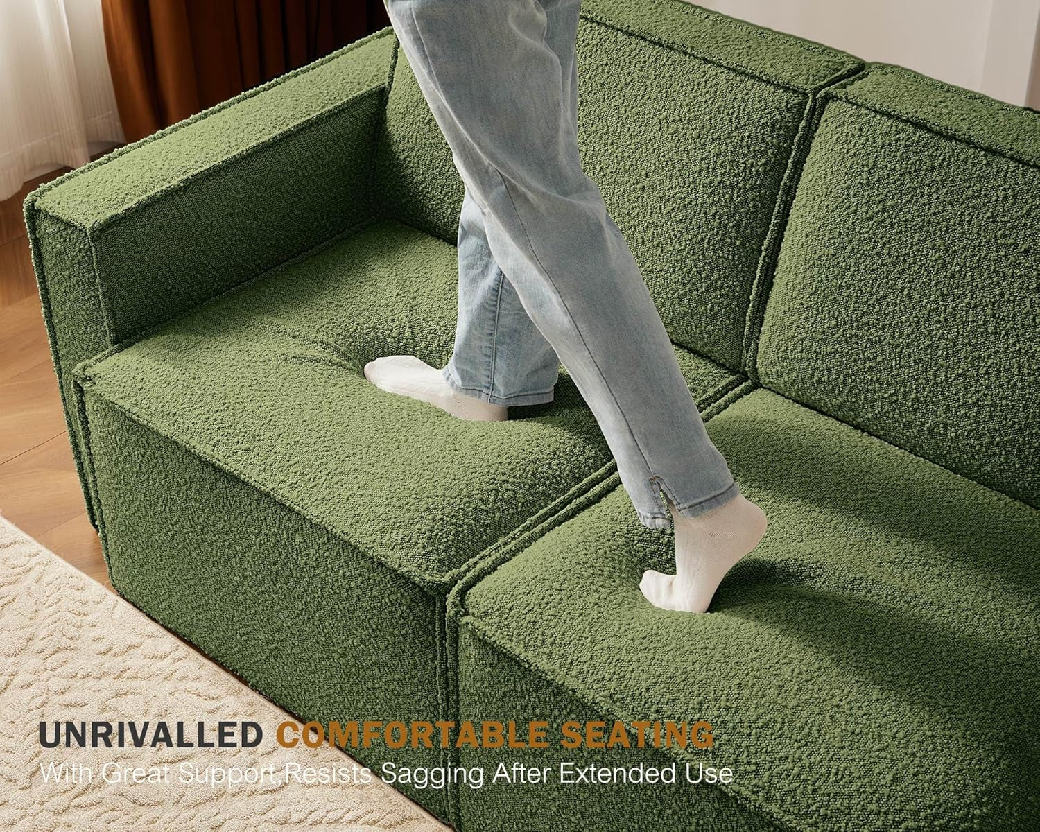Green Sleeper Sectional Sofa Bed Living Room Furniture