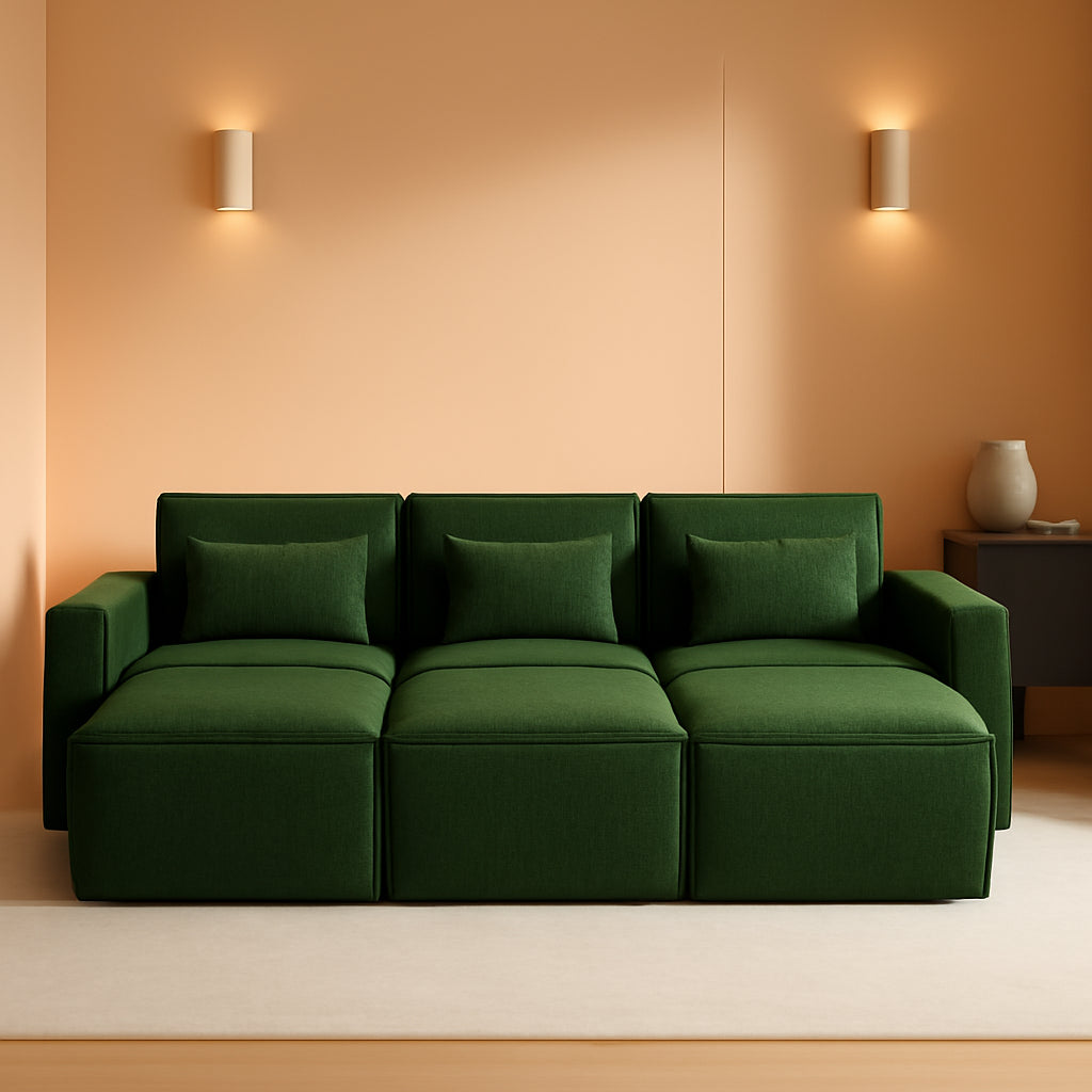 Green Sleeper Sectional Sofa Bed Living Room Furniture