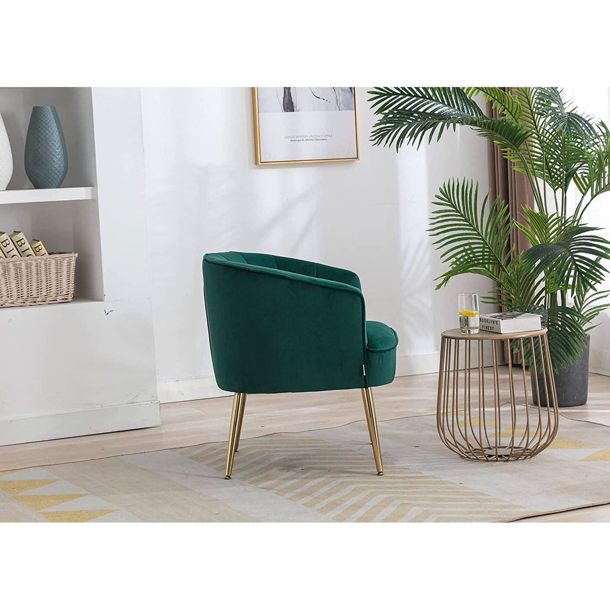 Green Velvet Accent Chair With Gold Legs For Living Room Furniture