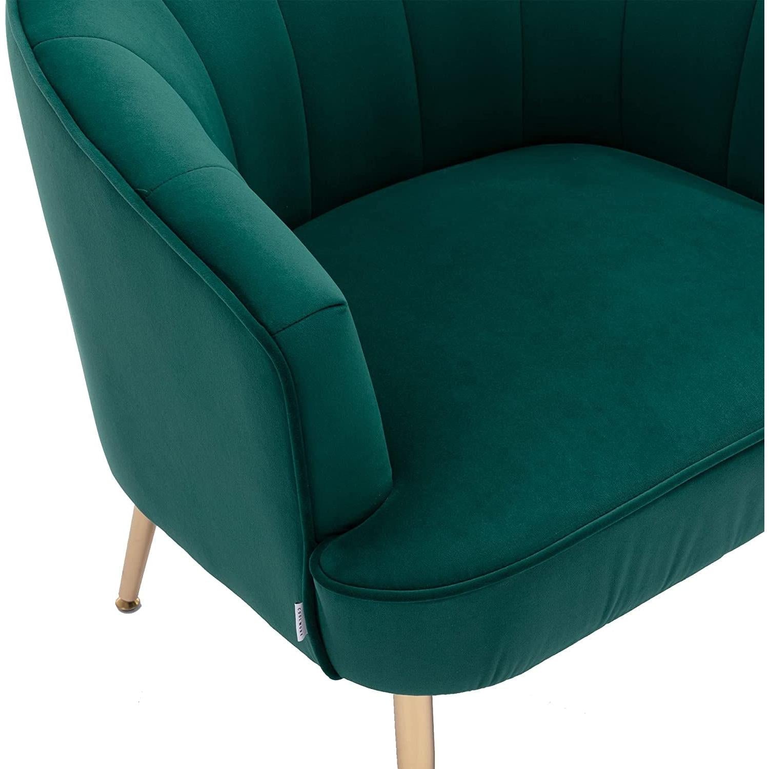 Green Velvet Accent Chair With Gold Legs For Living Room Furniture