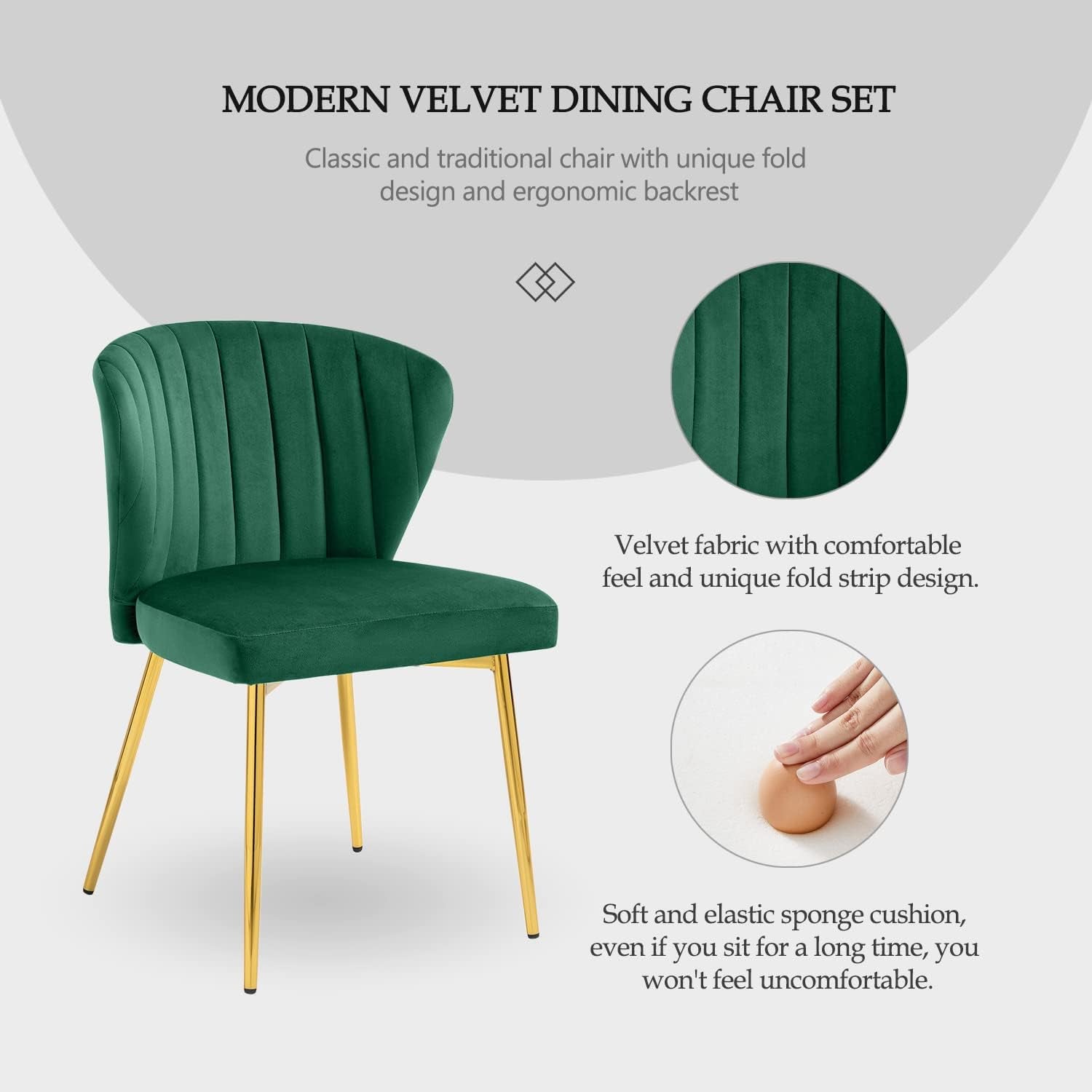 Green Velvet Dining Chair Set Of 4 For Dining Room