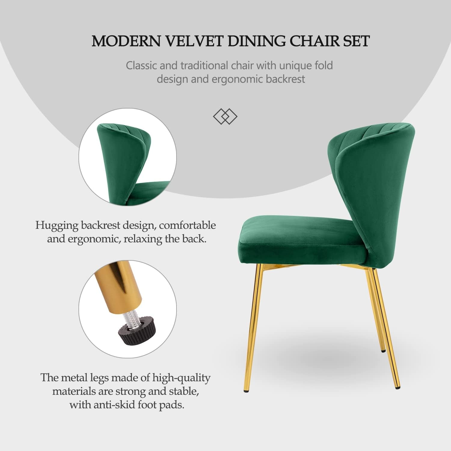 Green Velvet Dining Chair Set Of 4 For Dining Room