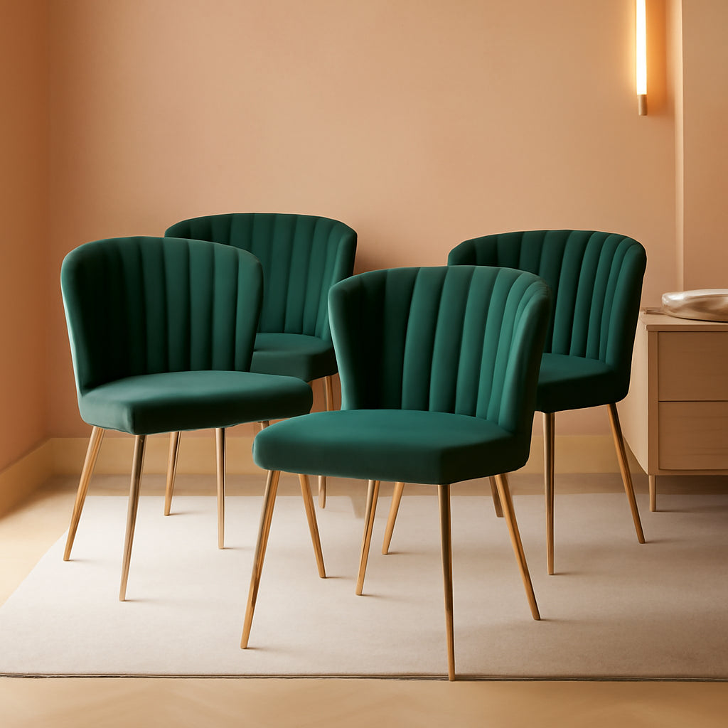 Green Velvet Dining Chair Set Of 4 For Dining Room