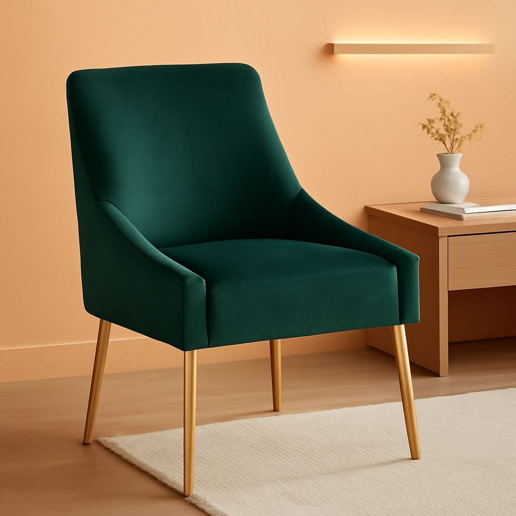 Green Velvet Dining Chair With Stain Resistant Upholstery