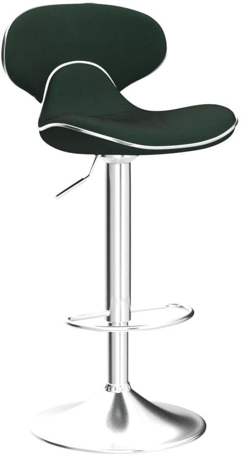Green Velvet Upholstered Adjustable Swivel Bar Stools Set 2