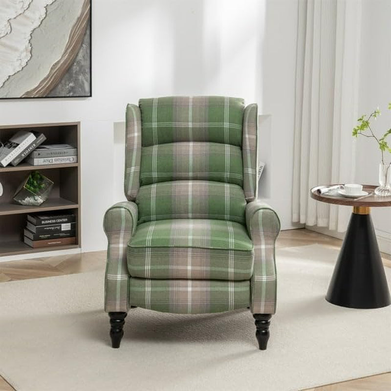 Green Wingback Recliner Chair With Adjustable Footrest
