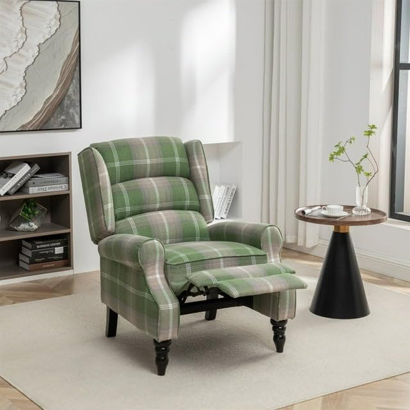Green Wingback Recliner Chair With Adjustable Footrest