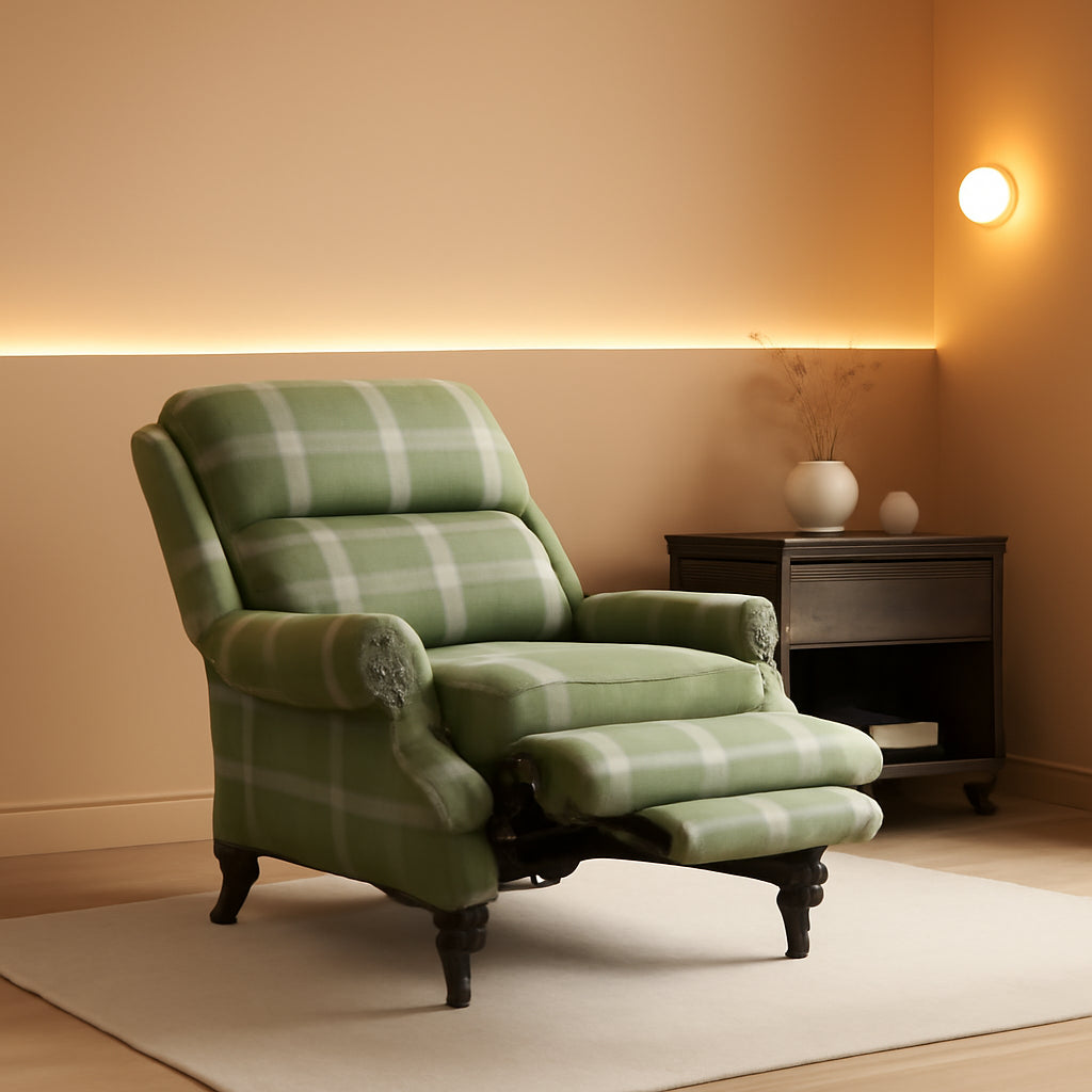 Green Wingback Recliner Chair With Adjustable Footrest