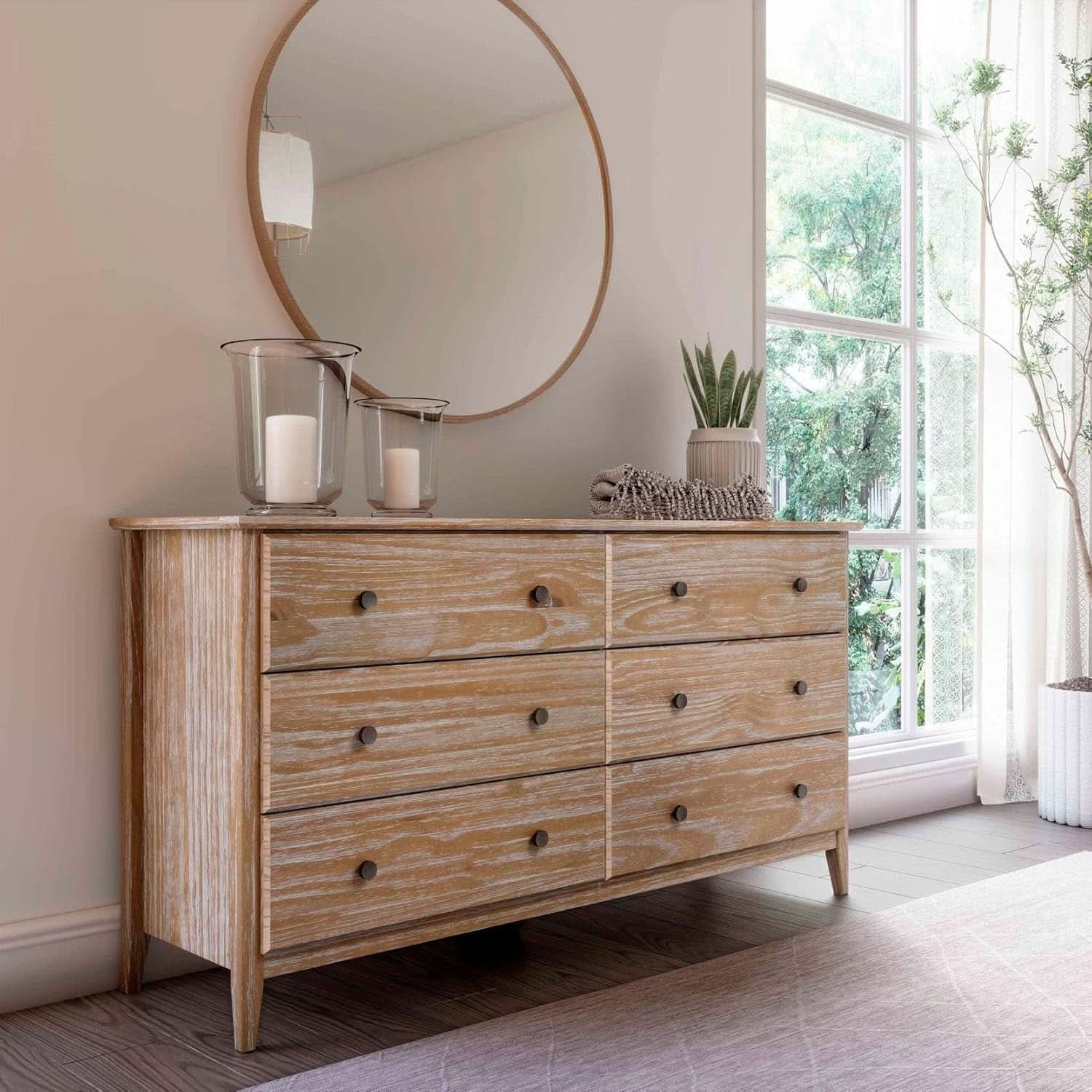 Greenport 6 Drawer Solid Wood Dresser Brushed White