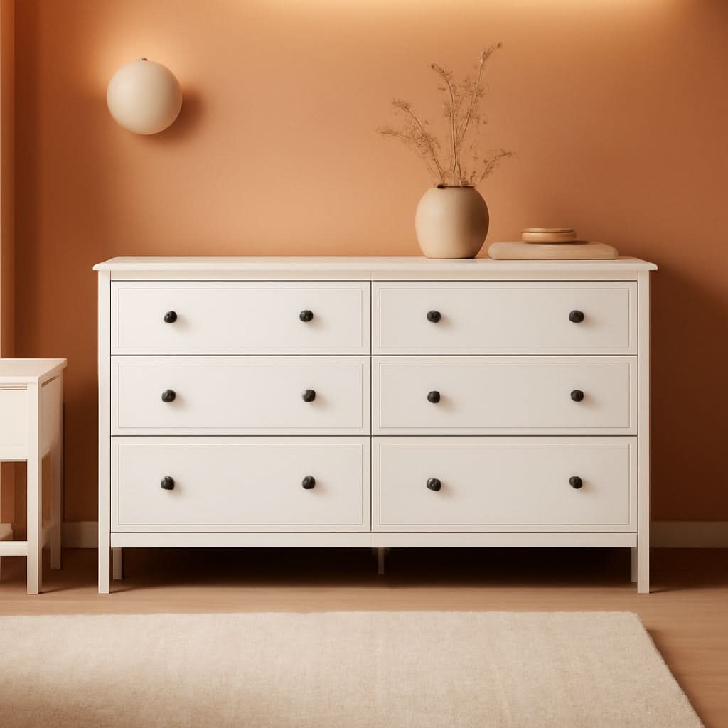 Greenport 6 Drawer Solid Wood Dresser Brushed White