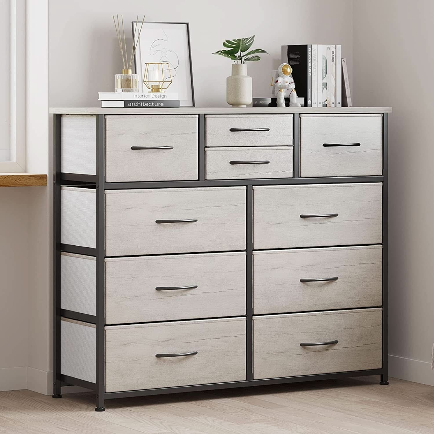 Grey 4 Drawer Dresser With Wood Top And Nightstand