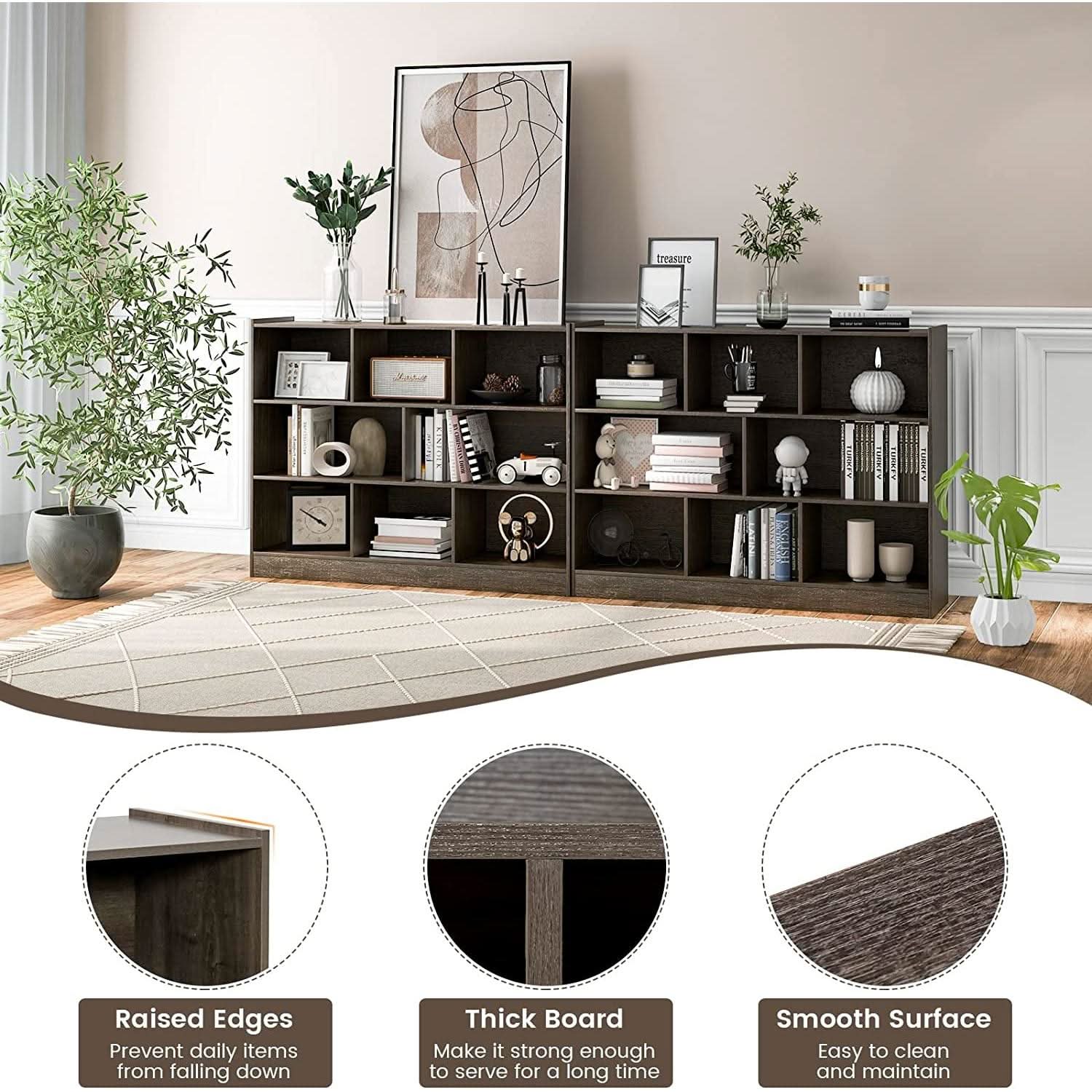 Grey 8 Cube Modular Bookcase For Living Rooms With Display