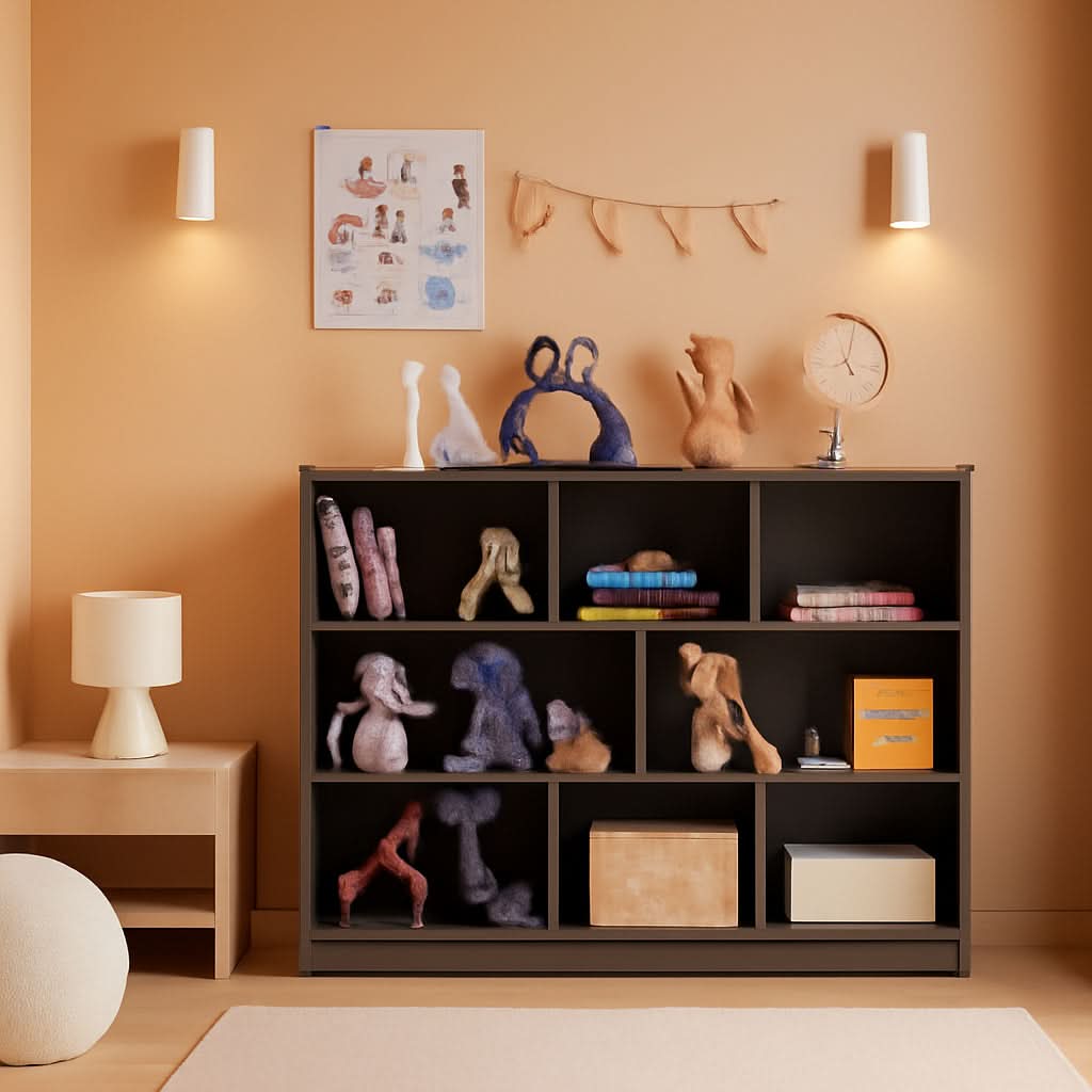 Grey 8 Cube Modular Bookcase For Living Rooms With Display