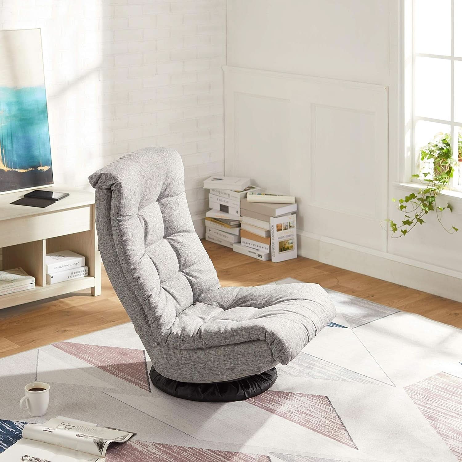 Grey Adjustable Swivel Ergonomic Headrest Lounge Chair