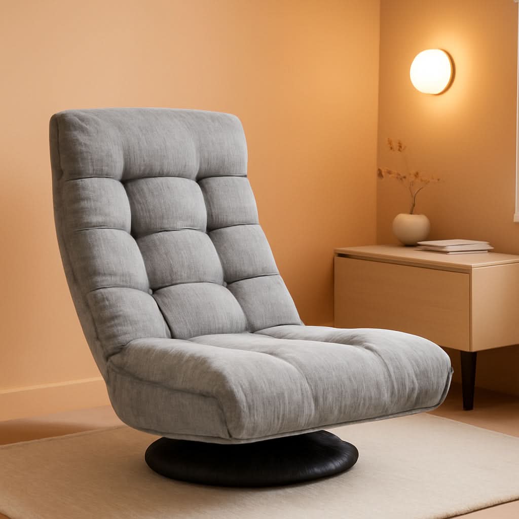 Grey Adjustable Swivel Ergonomic Headrest Lounge Chair