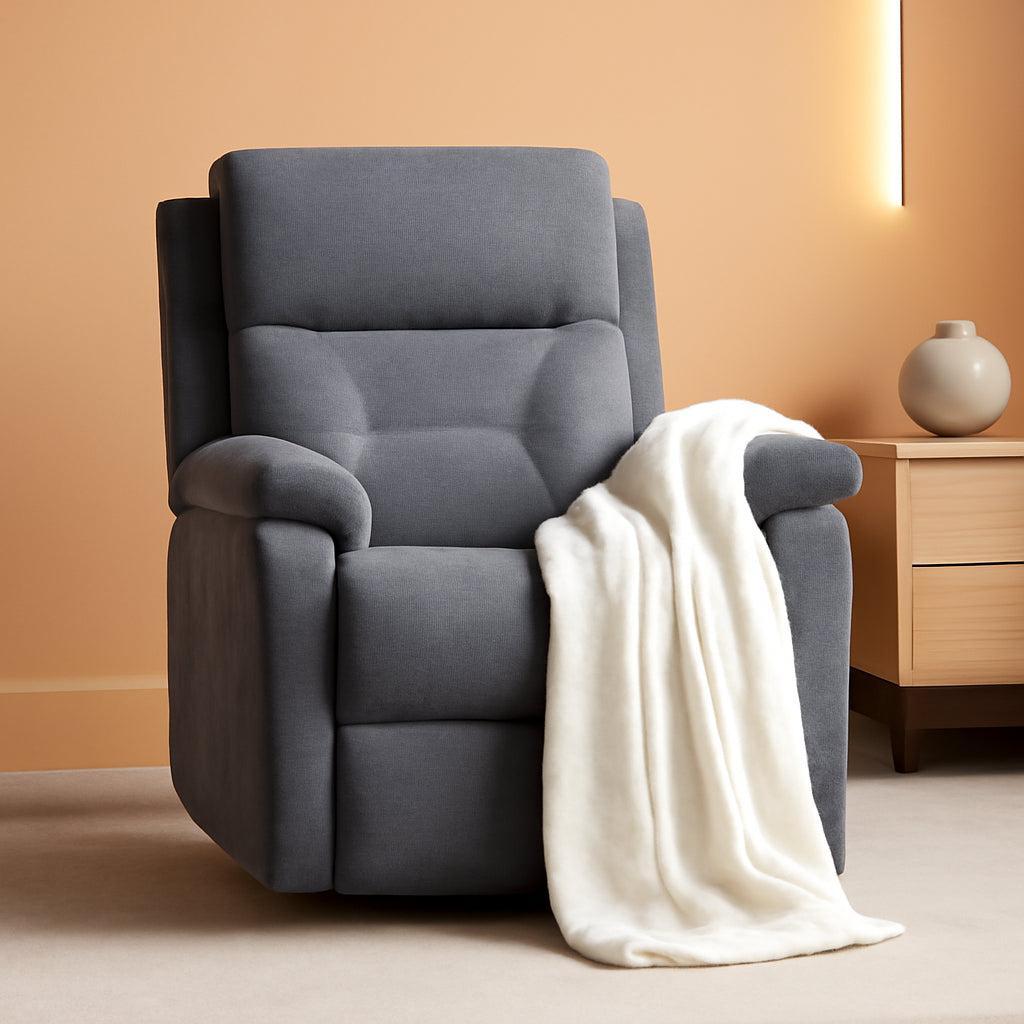 Grey Adjustable Swivel Rocker Recliner Chair With Adjustable Backrest