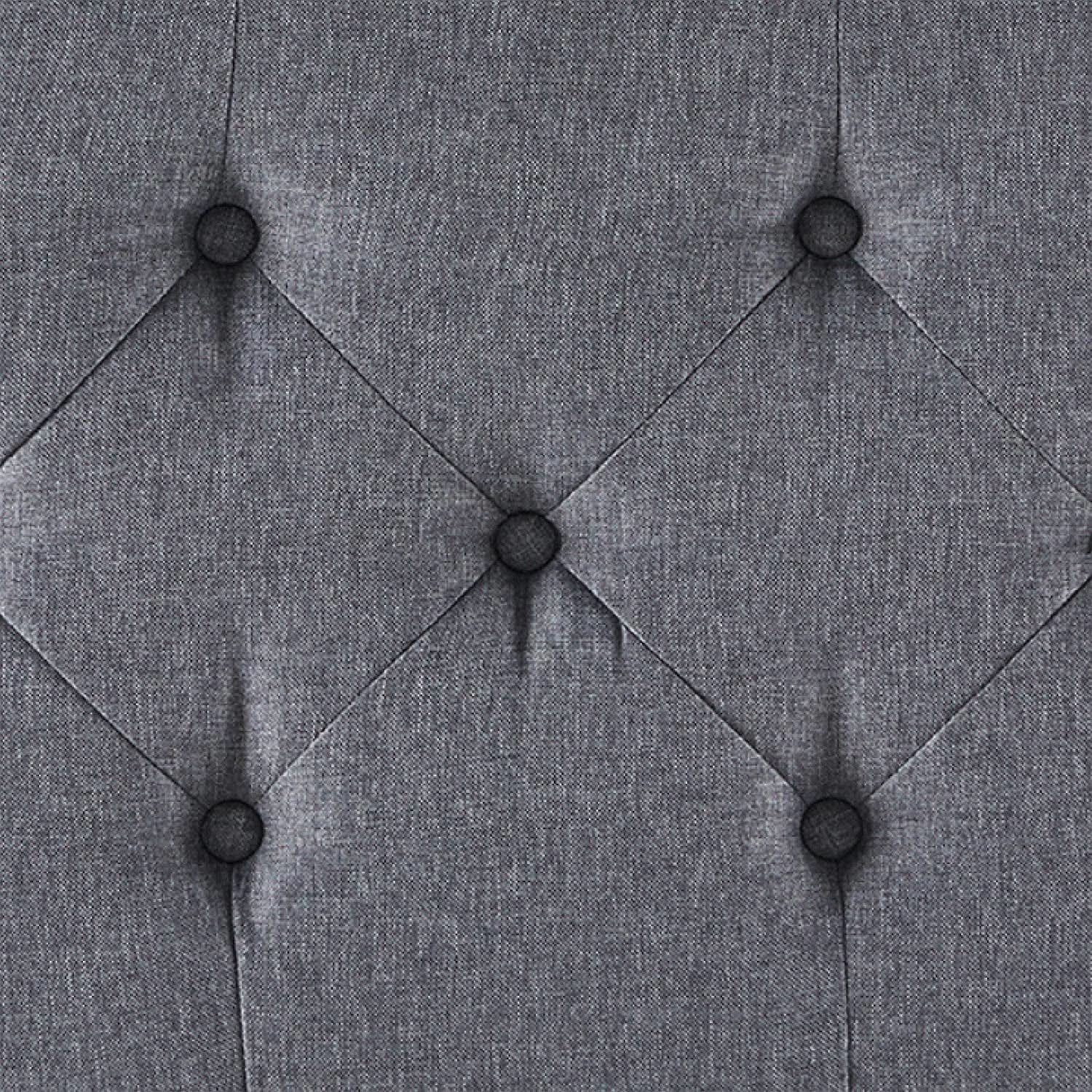 Grey Button Tufted Storage Ottoman For Living Room