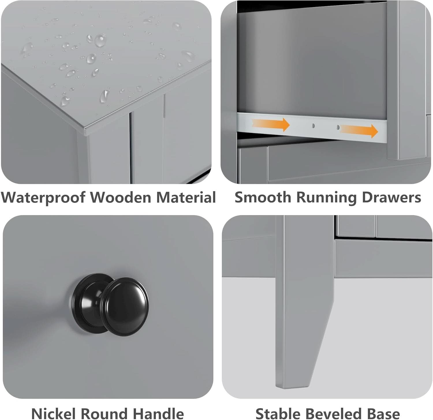 Grey Contemporary Dresser With 6 Drawers And Organizers