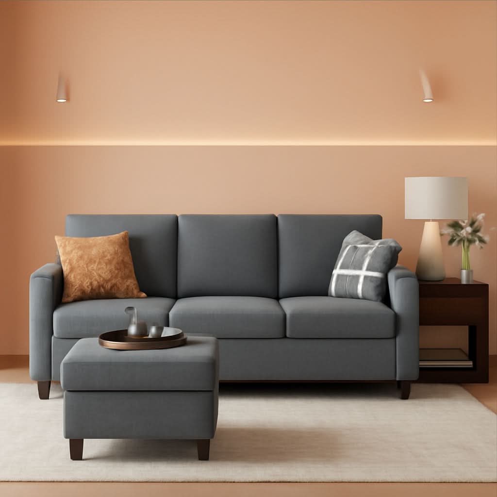 Grey Convertible Sectional Sofa With Reversible Chaise For Small Spaces