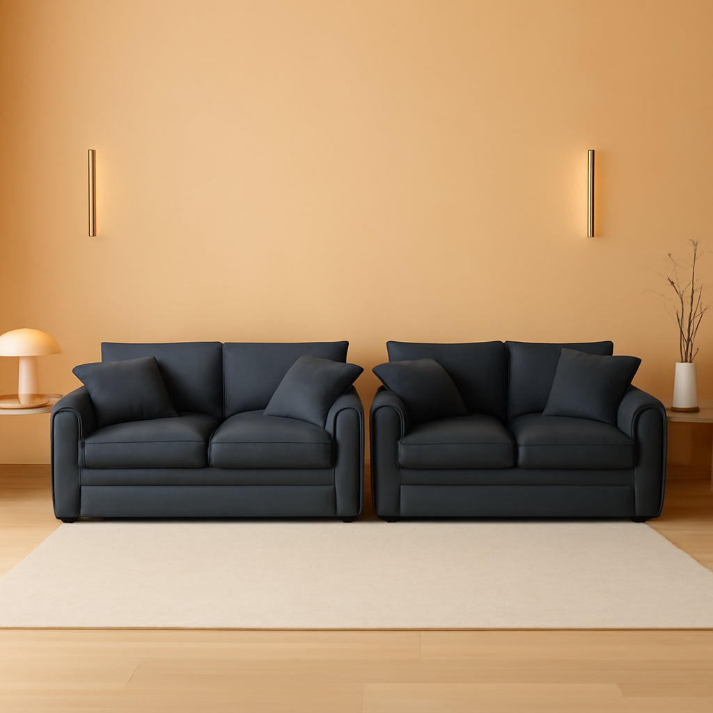 Grey Corduroy 2 Piece Sofa Set With Three Seater Loveseat