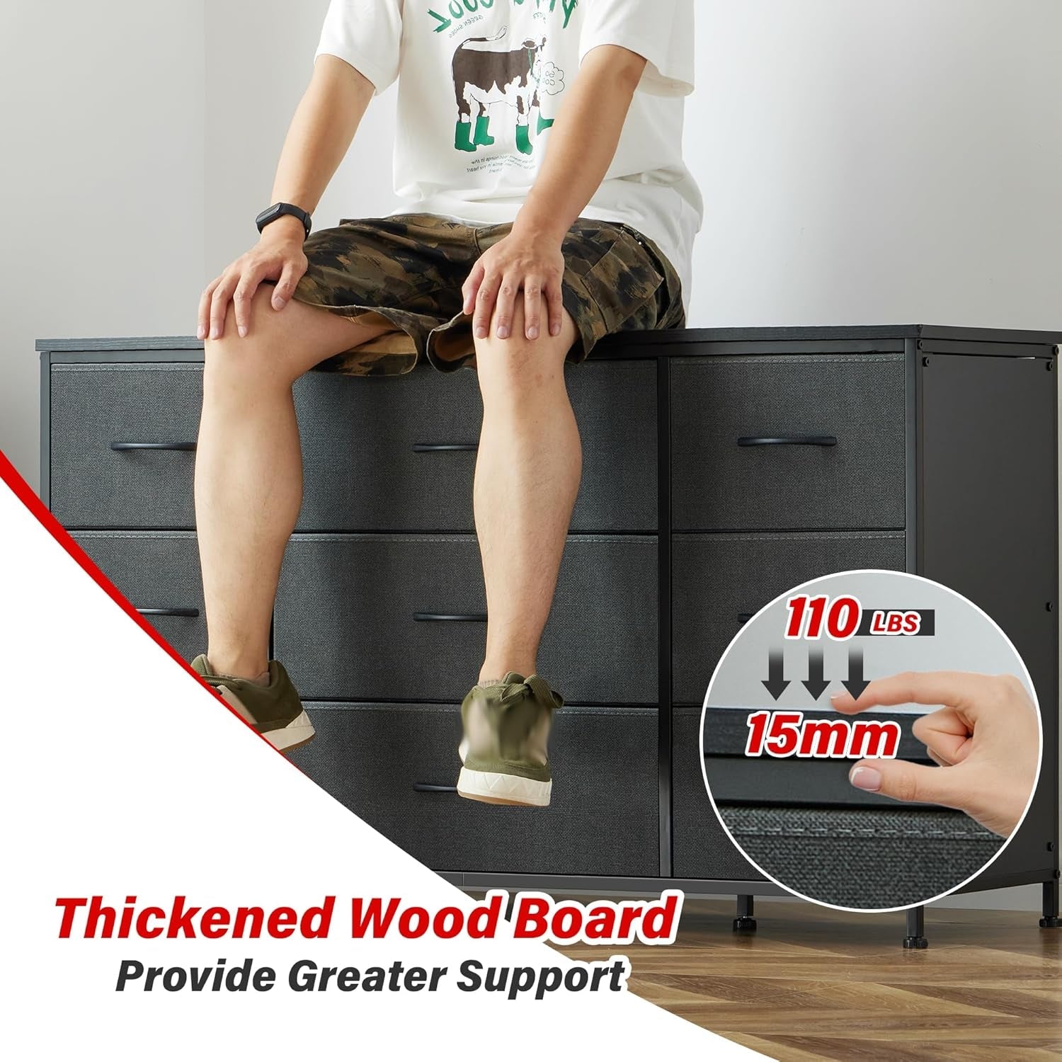 Grey Dresser With 9 Deep Drawers And 55 Inch TV Stand