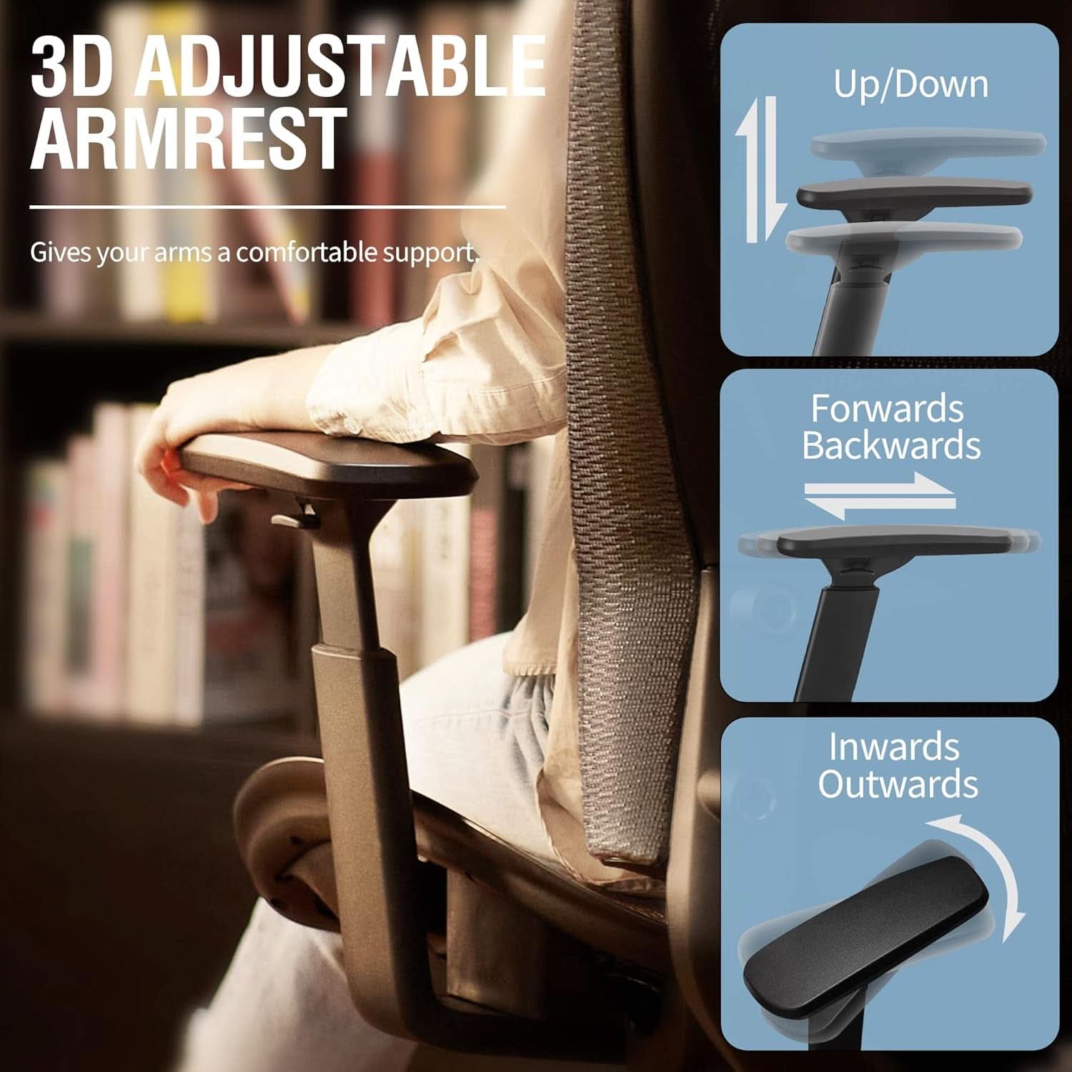 Grey Ergonomic Mesh Office Chair With Lumbar Support