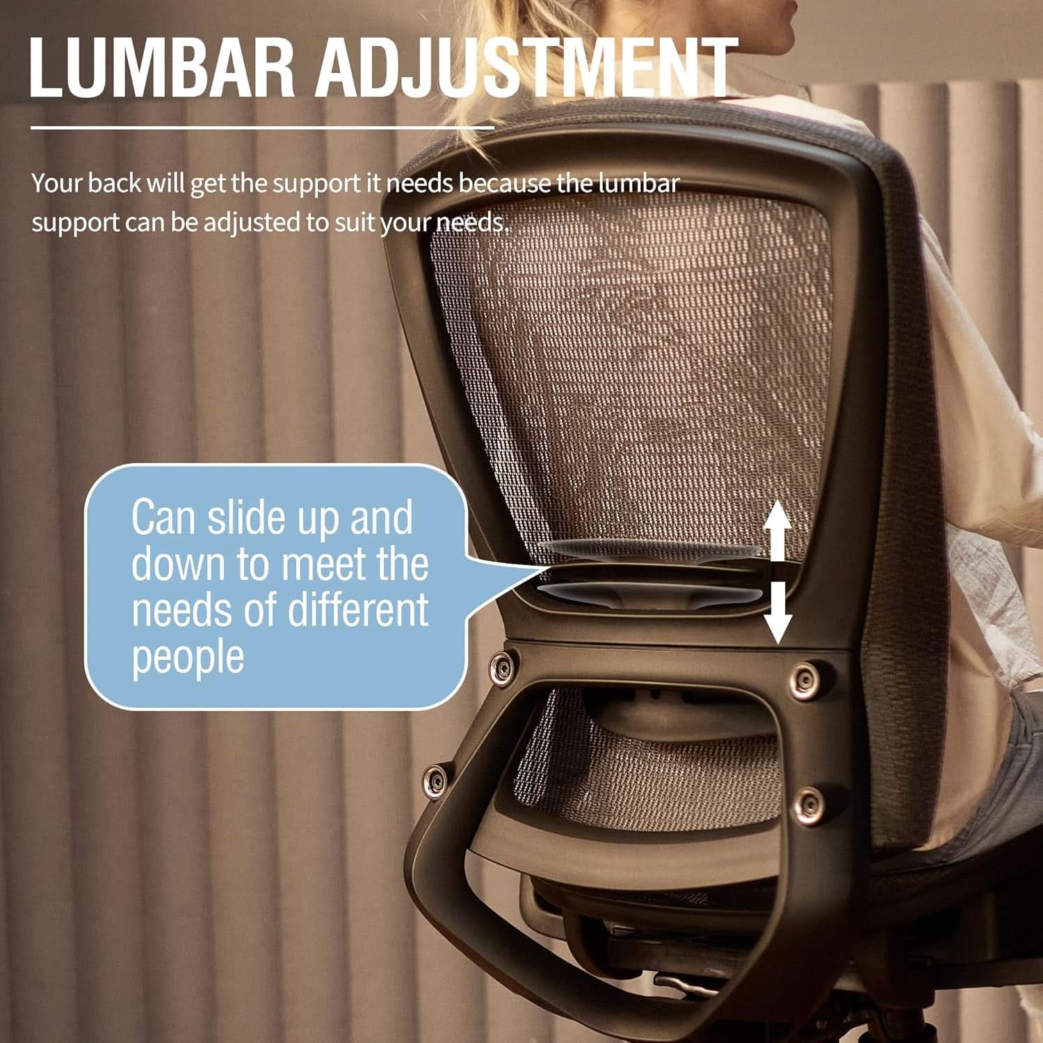Grey Ergonomic Mesh Office Chair With Lumbar Support