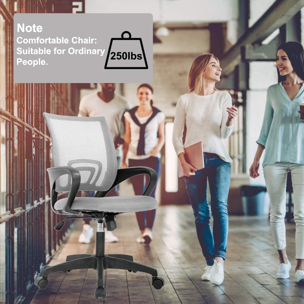 Grey Ergonomic Office Chair With Adjustable Lumbar Support