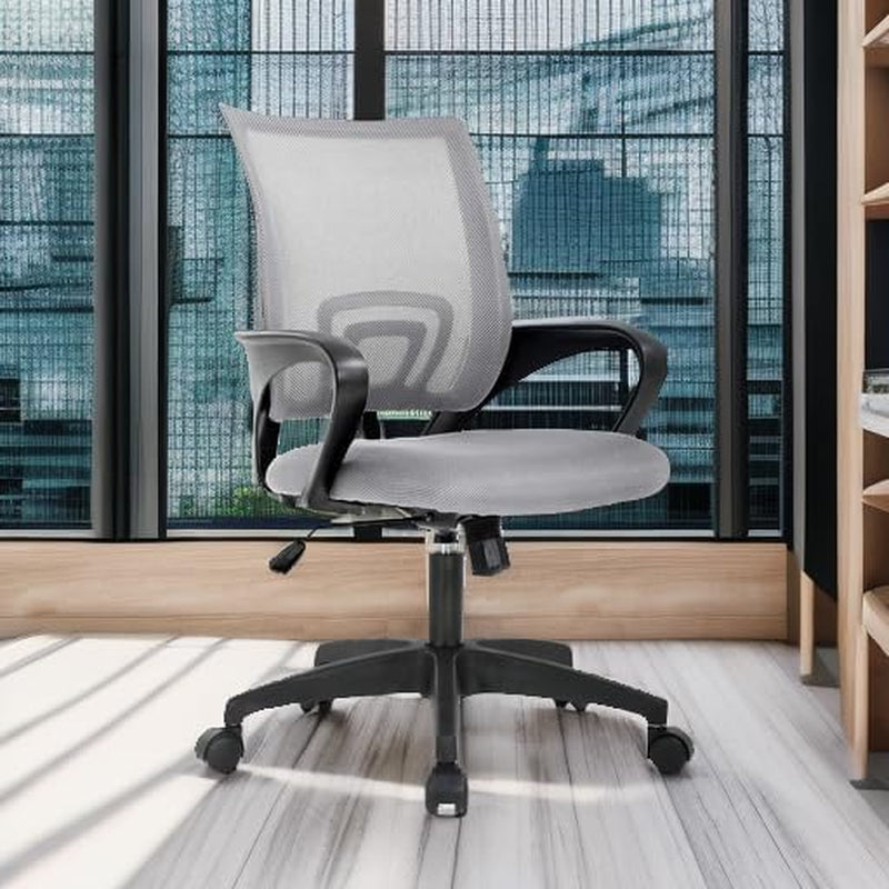 Grey Ergonomic Office Chair With Adjustable Lumbar Support